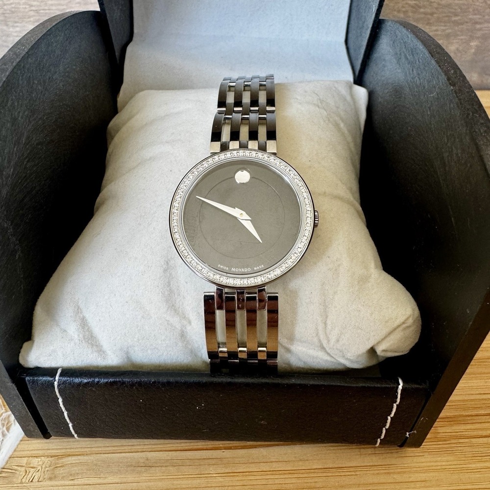 Movado Esperanza Diamond Bezel Women's Watch Steel Bracelet Swiss Retails ~$2k